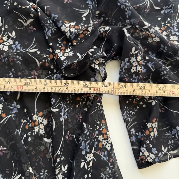 Zara Premium Size Med Sheer Top Floral Ruffle Bell Sleeve Whimsigoth Feminine - Picture 5 of 5